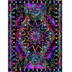 Blacklight Sun and Moon Tapestry